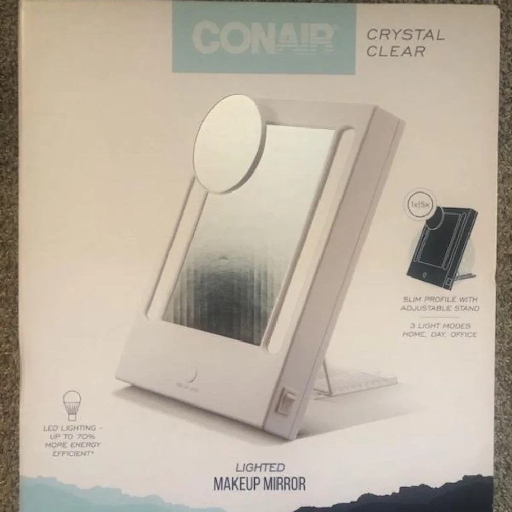 Conair lighted makeup mirror crystal clear day office home LED magnification